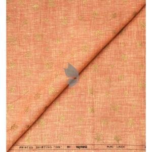 Raymond 100% Pure Linen Orange (Salmon) color Printed Unstitched Shirt Fabric of 1.6 meters / VV2389P