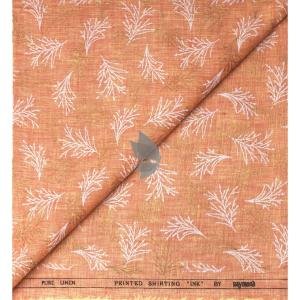 Raymond 100% Pure Linen Orange (Apricot) color Printed Unstitched Shirt Fabric of 1.6 meters / VV2389L