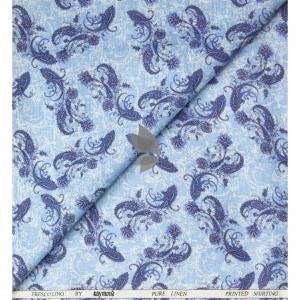 Raymond 100% Pure Linen Blue color Printed Unstitched Shirt Fabric of 1.6 meters / VV2389F