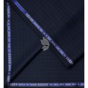 Raymond Luxurious fabrics with Super 120's Wool count & made with 70% wool "Luxolite" Collection Navy Blue colour Checkered Unstitched Suit Fabric of 3.5 Mts / VV2654