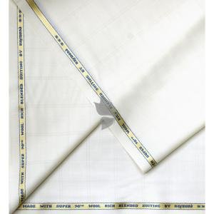 Raymond Caprio Collection made from Super 90's wool with 60% wool rich blend Beige colour Checkered pattern Unstitched Suit fabric of 3.5 Mts / VV2672