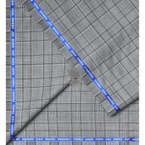 Raymond Voyager Collection with Super 110's wool, 60% wool rich fabric, Grey colour Checkered Unstitched Suit fabric of 3.5 Mts / VV2664