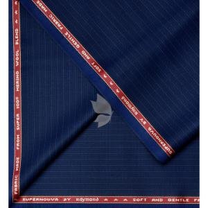 Raymond Soft & Gentle fabric made with Super 100's wool Blue colour Striped Unstitched Suit fabric of 3.5 Mts / VV2668