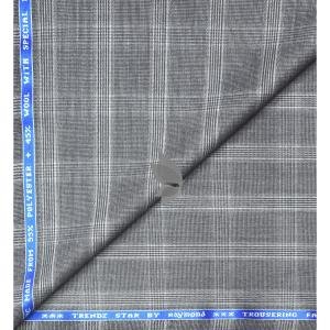 Raymond "Trendz Star" collection blend with 45% wool Grey Checkered unstitched trouser fabric of 1.25 Mts / VV2701