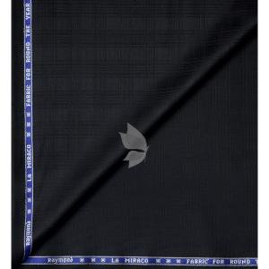 Raymond La miraco collection with 45% wool blend + 16% Viscose blend Black checkered unstitched trouser fabric of 1.25 Mts / VV2697