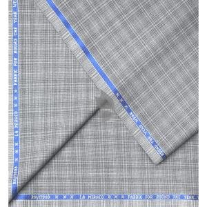 Raymond La miraco collection with 45% wool blend, 16% Viscose blend Grey checkered unstitched suit fabric of 3.5 Mts / VV2696
