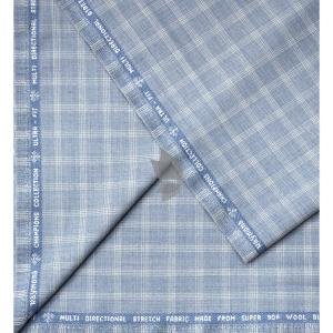 Raymond Champions Collection made from Super 90's wool ultra fit Blue checkered unstitched suit fabric of 3.5 Mts / VV2690