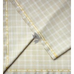 Raymond Champions Collection made from Super 90's wool stretch for ultra fit Beige checkered unstitched suit fabric of 3.5 Mts / VV2688