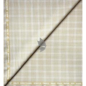 Raymond Champions Collection made from Super 90's wool stretch for ultra fit Beige checkered unstitched trouser fabric of 1.25 Mts / VV2687