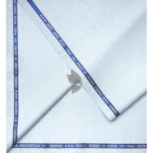 Raymond Montovello collection Super 70's  merino wool, Catonic blend, Viscose blend, easy care Blue Checkered unstitched suit fabric of 3.5 Mts / VV2678