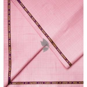 Raymond Montovello collection with Super 70's merino wool, Catonic blend, Viscose blend, easy care Pink Checkered unstitched suit fabric of 3.5 Mts / VV2676