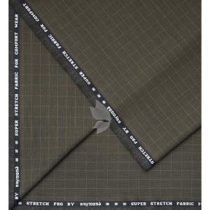 Raymond "Stretch Pro" collection for comfort wear Grey (Bronze) colour Checkered pattern, Viscose blended suit fabric of 3.5 Mts / VV2730