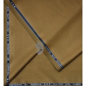 Raymond "Trevanto" collection with Cationic & Rayon blend feather lite fabric Brown (Ocher) colour solid pattern unstitched suit fabric of 3.5 Mts / VV2710