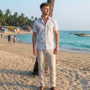 Raymond 100% Egyptian Giza Cotton (Premium Cotton) White Printed Pattern Unstitched Shirt Fabric of 1.60 meters / VV2388P