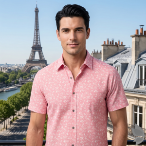 Raymond 100% Egyptian Giza Cotton (Premium Cotton) Pink (Peach) Printed Pattern Unstitched Shirt Fabric of 1.60 meters / VV2388AP