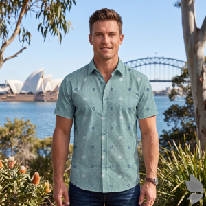 Raymond 100% Egyptian Giza Cotton (Premium Cotton) Green Printed Pattern Unstitched Shirt Fabric of 1.60 meters / VV2388AN