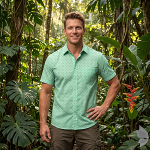 Raymond 100% Egyptian Giza Cotton (Premium Cotton) Green Printed Pattern Unstitched Shirt Fabric of 1.60 meters / VV2388AM