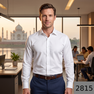 J.Hampstead Moretti Premium Egyptian Collection Natural Bamboo Blend Giza White colour Solid Pattern Unstitched Shirt Fabric of 1.6 mts / VV2815