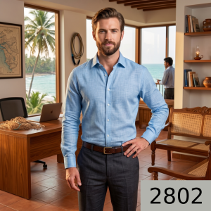 J.Hampstead Moretti Premium Egyptian Collection with 100% Premium Cotton Light Blue colour Self design Pattern Unstitched Shirt Fabric of 1.6 mts / VV2802
