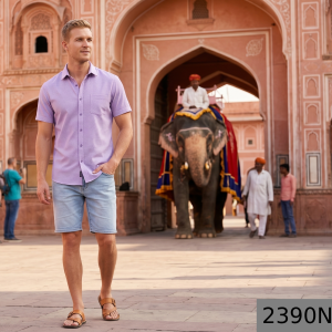 J.Hampstead Moretti Premium Egyptian Collection with 100% Giza Cotton Light Pink colour Jacquard Pattern Unstitched Shirt Fabric of 1.6 mts / VV2390N