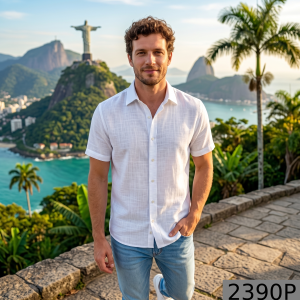 J.Hampstead Moretti Premium Egyptian Collection with 100% Giza Cotton White (Ivory) colour Self Design Pattern Unstitched Shirt Fabric of 1.6 mts / VV2390P