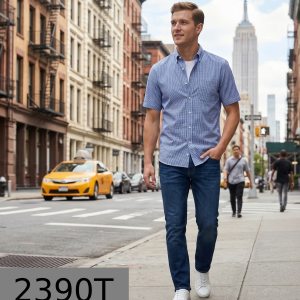 J.Hampstead Moretti Premium Egyptian Collection with 100% Giza Cotton Blue colour Self Design Pattern Unstitched Shirt Fabric of 1.6 mts / VV2390T