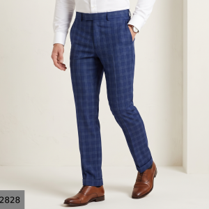 RAYMOND 51% WOOL RICH WITH AUSTRALIAN MERINO WOOL BLENDED STRETCH FABRIC ROYAL BLUE COLOUR CHECKERED PATTERN UNSTITCHED TROUSER FABRIC OF 1.3 MTS / VV2828