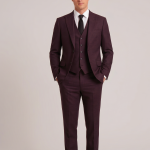 RAYMOND AUSTRALIAN MERINO WOOL BLENDED FABRIC FOR ALL SEASONS WEAR ROSEWOOD COLOUR JACQUARD PATTERN UNSTITCHED SUIT FABRIC OF 3.5 MTS / VV2839