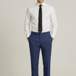 RAYMOND AUSTRALIAN MERINO WOOL BLENDED FABRIC FOR ALL SEASONS WEAR ROYAL BLUE COLOUR JACQUARD PATTERN UNSTITCHED TROUSER FABRIC OF 1.25 MTS / VV2840
