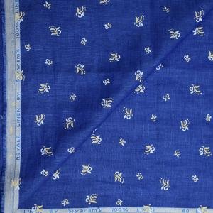 Siyaram's 100% Pure Linen 60 Lea Printed Blue Colour Unstitched Shirt Fabric - 1.60 Mts / VV1056