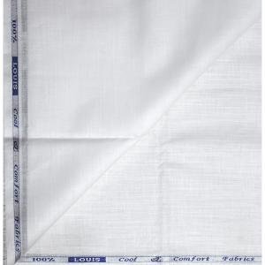 Weaves Empire 100% Linen Cotton White Unstiched Shirt Fabric - 1.6 Mts / VV1142