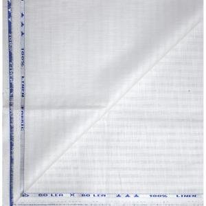 Weaves Empire 100% Linen Cotton White Unstiched Shirt Fabric - 1.6 Mts / VV1143