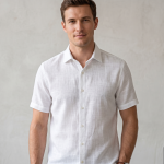 Weaves Empire 100% Linen Cotton White Unstiched Shirt Fabric - 1.6 Mts / VV1163