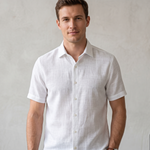 Weaves Empire 100% Linen Cotton White Unstiched Shirt Fabric - 1.6 Mts / VV1163