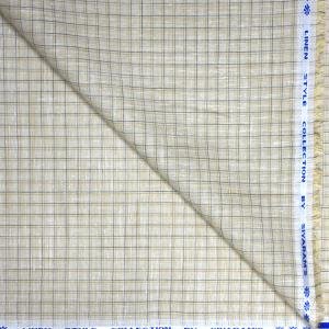Siyaram's 100% Linen Cotton Dark Beige Checkered Unstitched Shirt Fabric of 1.60 Mts / VV1182