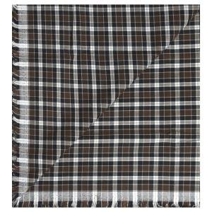 J. Hampstead 100% Giza Cotton Brown Checkered Shirt Fabric 1.6 Mts / VV1194