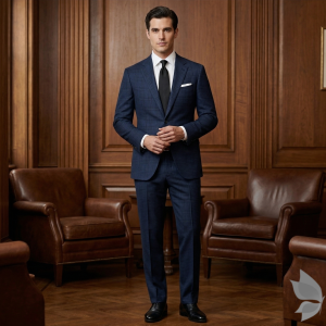 Raymond 100% Pure Wool (All Wool) Blue Color Striped with Natural Stretch Unstitched Suit Fabric - 3.00 Mts / VV2017