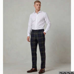 Raymond 100% Pure Wool (All Wool) Thick Green Broad Color Checkered Unstitched Trouser Fabric - 1.25 Mts / VV2030
