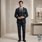 Raymond 100% Pure Wool (All Wool) Thick Green Broad Color Checkered Unstitched Suit Fabric - 3 Mts / VV2031