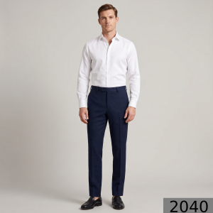 Raymond 100% Pure Wool (All Wool) Thick Navy Blue Color Self Checkered Unstitched Trouser Fabric - 1.3 Mts / VV2040