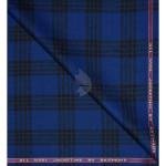 Raymond 100% Pure Wool (All Wool) Thick Royal Blue Color Checkered Unstitched Trouser Fabric - 1.25 Mts / VV2051