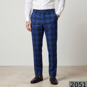 Raymond 100% Pure Wool (All Wool) Thick Royal Blue Color Checkered Unstitched Trouser Fabric - 1.25 Mts / VV2051