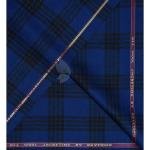 Raymond 100% Pure Wool (All Wool) Thick Royal Blue Color Checkered Unstitched Suit Fabric - 3 Mts / VV2052