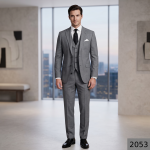 Raymond 100% Pure Wool (All Wool) Thick Grey Color Self Checkered Unstitched Suit Fabric - 3.5 Mts / VV2053