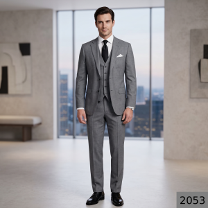 Raymond 100% Pure Wool (All Wool) Thick Grey Color Self Checkered Unstitched Suit Fabric - 3.5 Mts / VV2053
