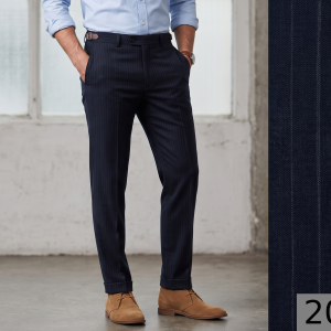 Raymond 100% Pure Wool (All Wool) Striped Navy Blue Color Unstitched Trouser Fabric - 1.25 Mts / VV2068