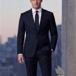 Raymond 100% Pure Wool (All Wool) Striped Navy Blue Color Unstitched Suit Fabric - 3 Mts / VV2069