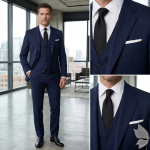 Raymond 100% Pure Wool (All Wool) Plain Blue Color Unstitched Suit Fabric - 3.5 Mts / VV2093