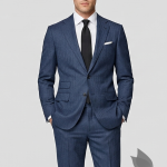 Raymond 100% Pure Wool (All Wool) with HERRINGBONE Weaving Plain Blue Color Unstitched Suit Fabric - 3 Mts / VV2102