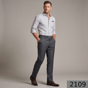 Raymond 100% Pure Wool (All Wool) with GABARDINE Weaving Plain Grey Color Unstitched Trouser Fabric - 1.3 Mts / VV2109